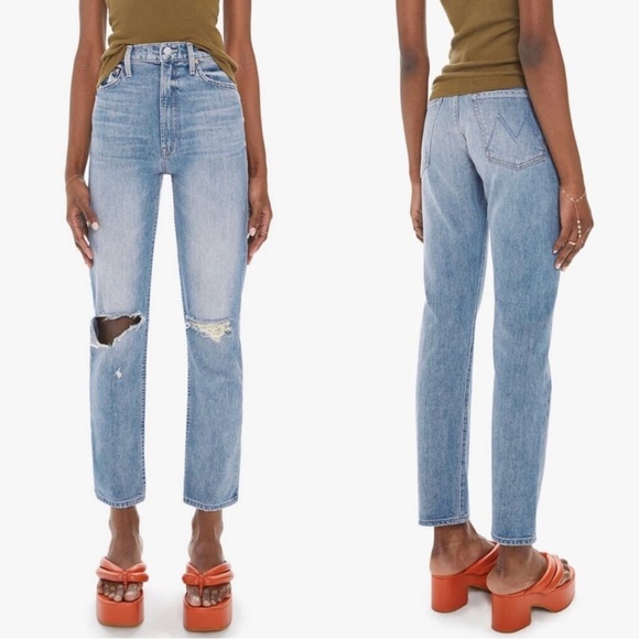 Mother Superior High Waisted Rider Flood Distressed Jeans Wild and Wicked 26 - Picture 8 of 10